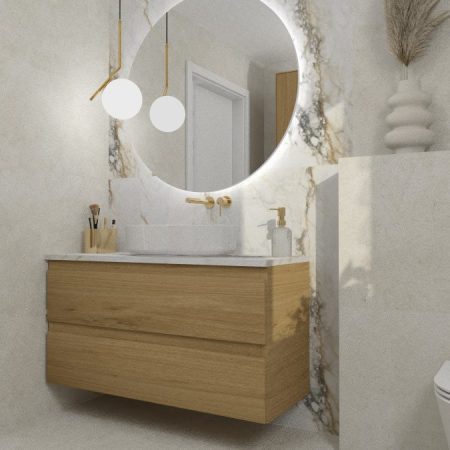 Jasna łazienka z akcentem marmuru do 9m2